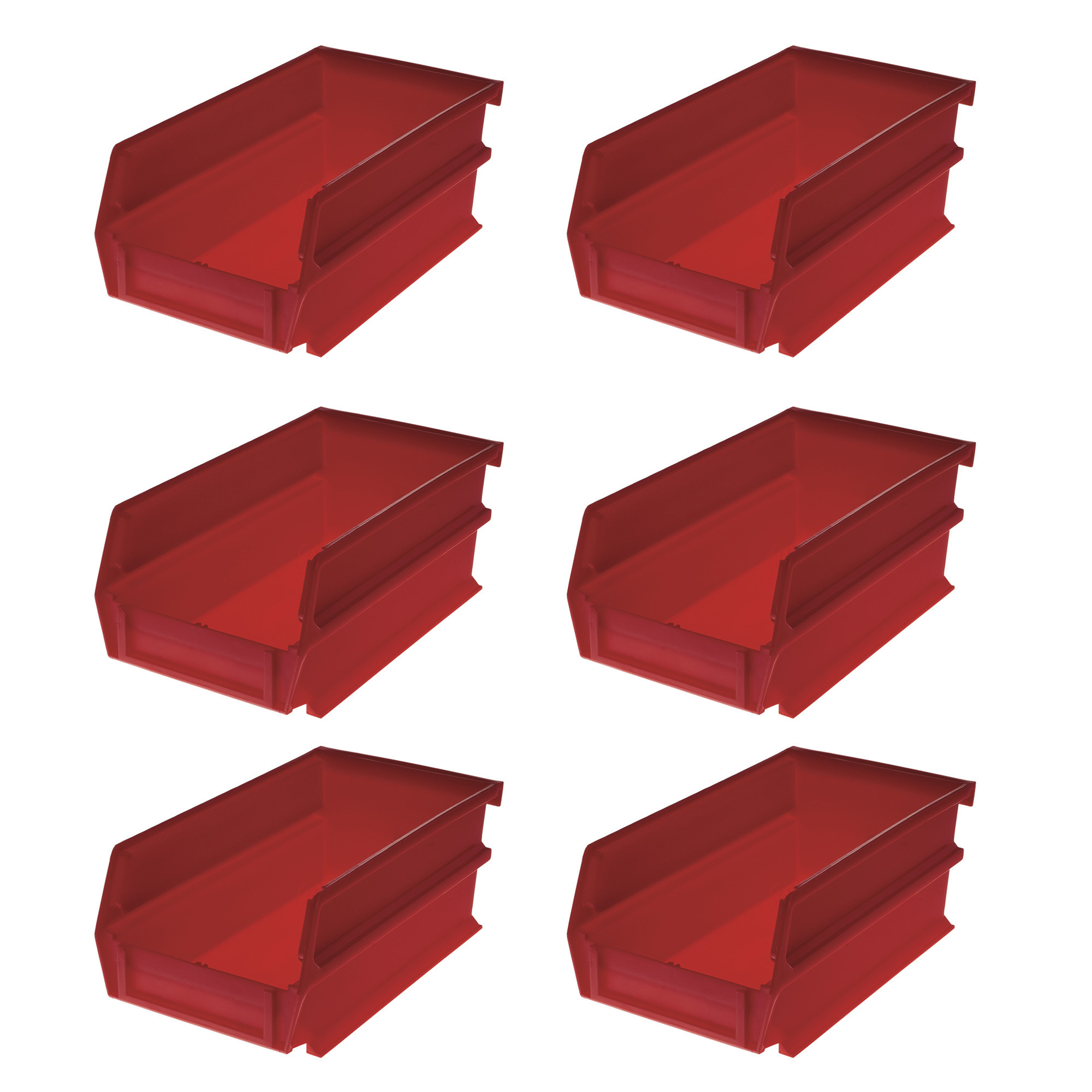 Triton Products LocBin Hanging and Interlocking Bins, 6-Pk., Red, 7 3/8in.L x 4 1/8in.W x 3in.H, Model# 3-220R-6